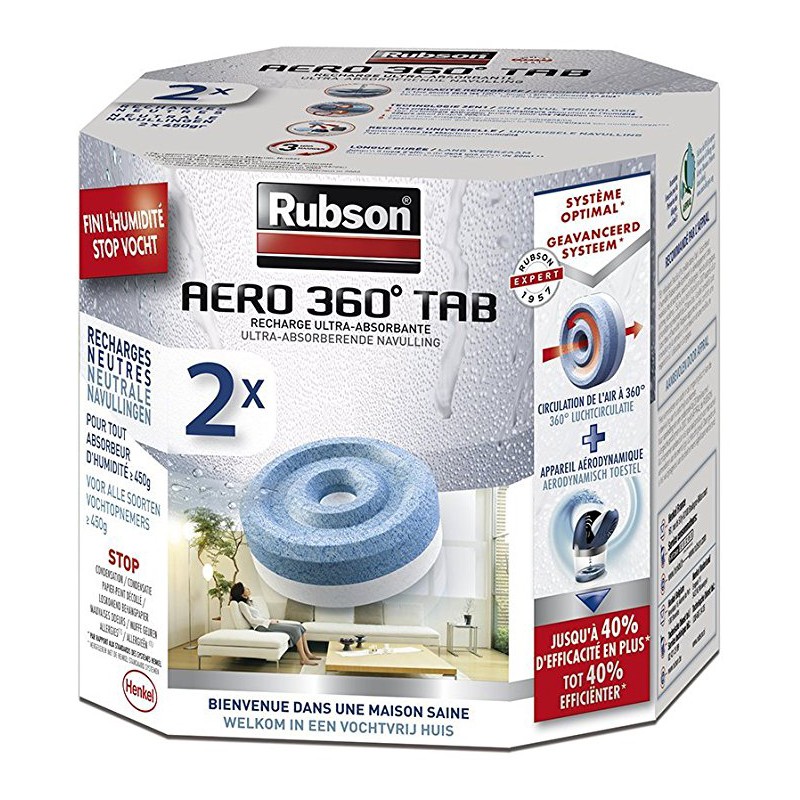 Absorbeur d'humidité avec une recharge RUBSON Aéro 360°, 40 m²