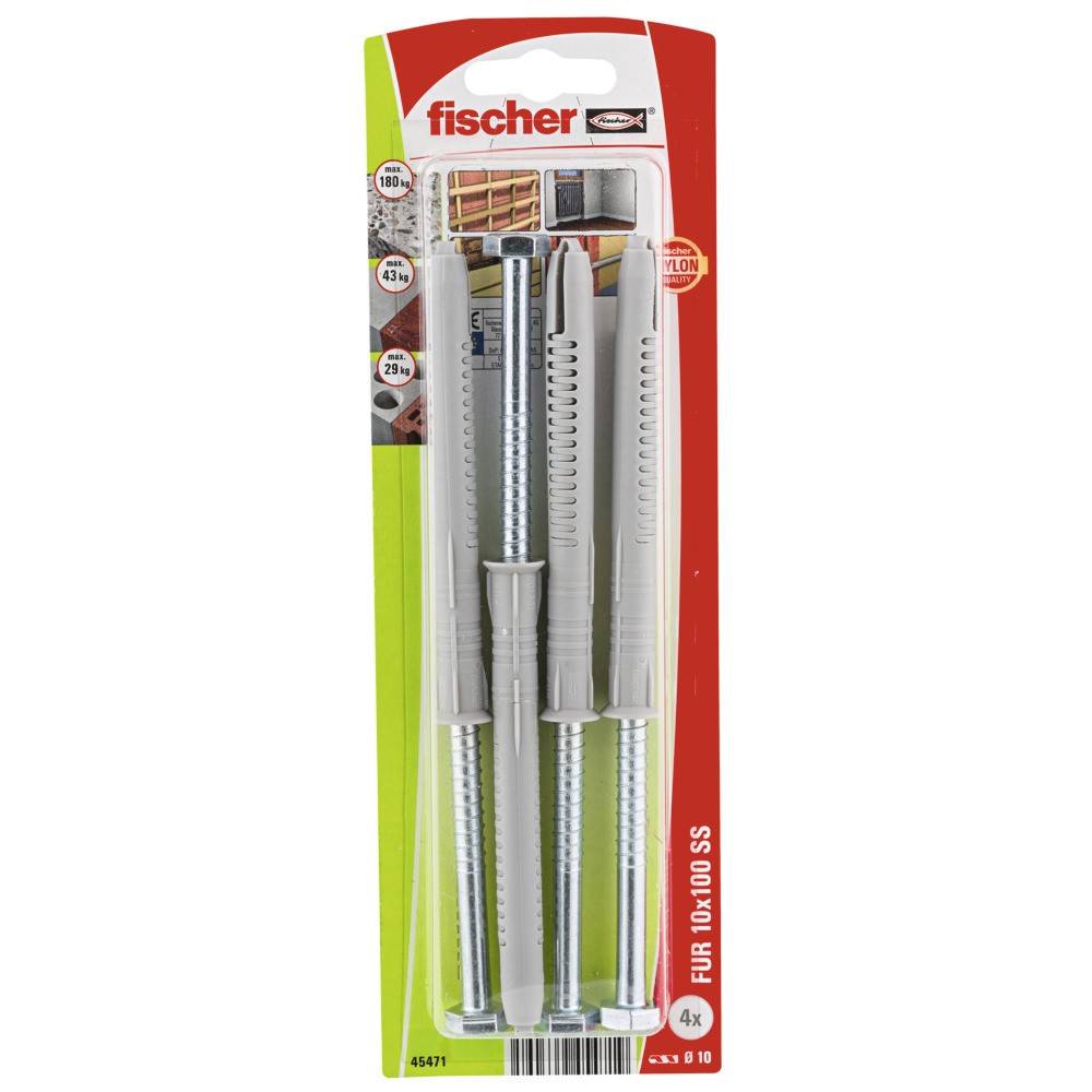 Chevilles et tirefonds FISCHER FUR 10 x 100 TK NV 4pcs