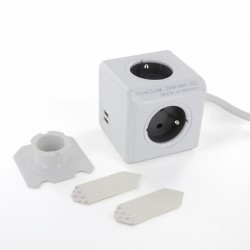 Powercube 3P + 2 USB 1,5m blanc