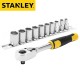 Set racagnac + 10 douilles STANLEY 1/4"