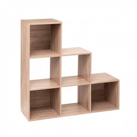 Etagère escalier 6 cases MIX bois naturel