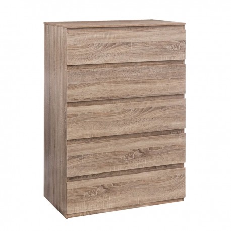 Commode 5 tiroirs effet bois naturel