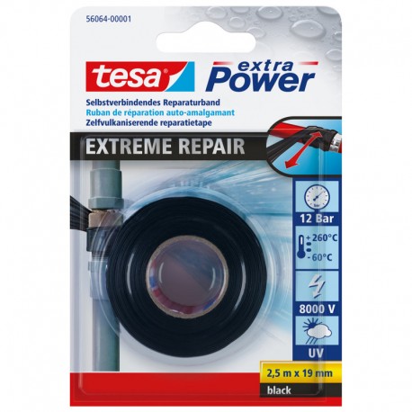 TESA ruban adhésif Extreme Repair noir 19 mm 2,5 mètres