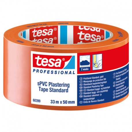 TESA ruban de plâtrage PVC orange 50 mm 33 mètres