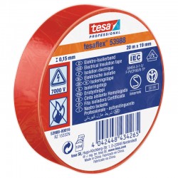 TESA toile isolante d'électricien rouge 19mm 20 mètres