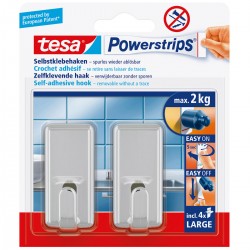 TESA 2 crochets Power Strips classiques chrome