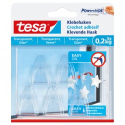 TESA 5 crochets adhésifs 200Gr pour verre