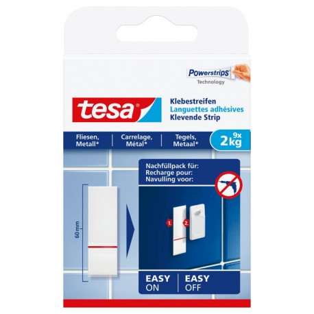 TESA 9 languettes adhésives 2 Kg pour carrelage/métal