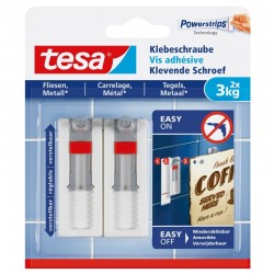 TESA 2 vis adhésives réglables 3 Kg pour carrelage/métal