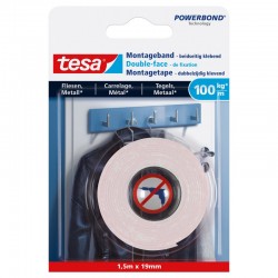 TESA Double-face métal/carrelage 19mm 1,5 mètre