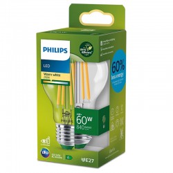 Ampoule poire claire E27 LED PHILIPS ~60W ND Label A