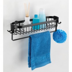 Etagère de SDB +barre et crochets WENKO Classic noir 35cm