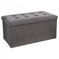 Coffre / banc / pouf pliable velours gris