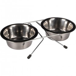 Gamelle double chien inox 2 x 800 ml