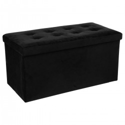 Coffre / banc / pouf pliable velours noir